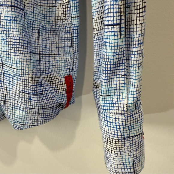 Jermyn & Bond Modern Fit Blue Geometric Cotton Button-Down Shirt Size L - Picture 5 of 16